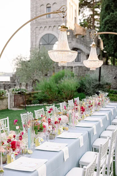 elegant al fresco wedding dinner